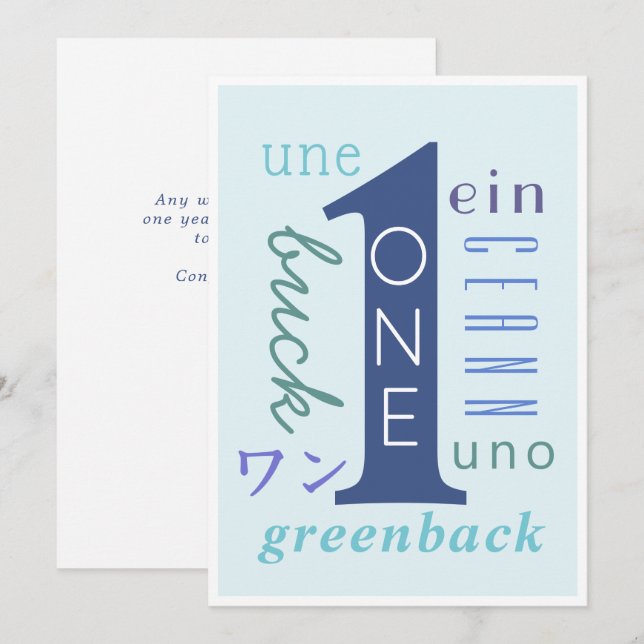 Tarjeta Un año sobrio (Anverso / Reverso)