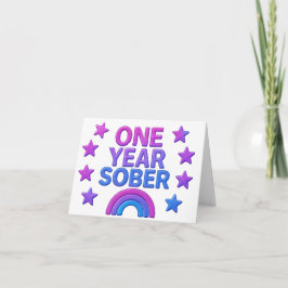 Tarjeta Un año sobrio aniversario de sobriedad cumpleaños