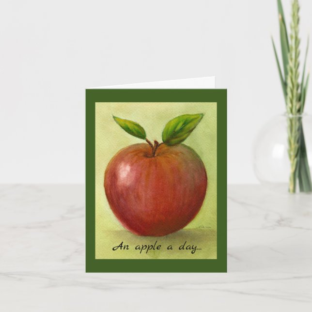 Tarjeta Un Apple al día humorístico (Anverso)