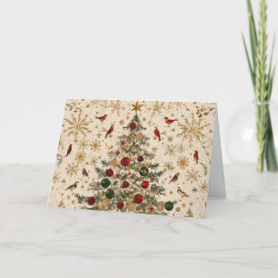 Tarjeta Un árbol de Navidad brillante con Relieve metaliza