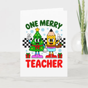 Tarjeta Un Árbol de Navidad de Profesor Alegre Lápiz Vibra
