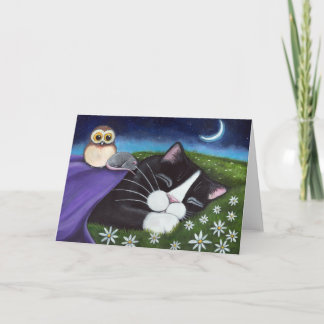 Tarjeta Un arte vigilante del gato de la fantasía del ojo