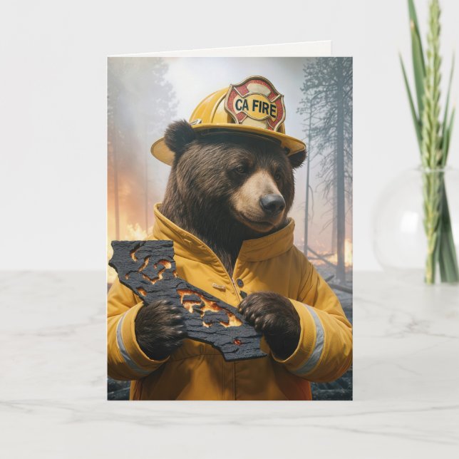 Tarjeta Un bombero en California gracias (Anverso)