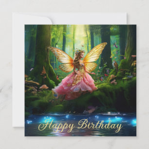 Tarjeta Un bosque mágico de hadas en el bosque Cumpleaños