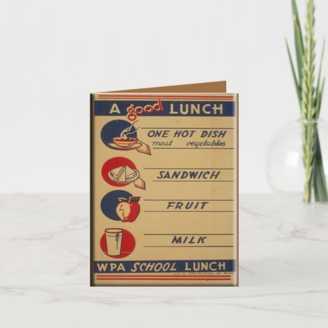 Tarjeta Un buen almuerzo escolar (Anverso)