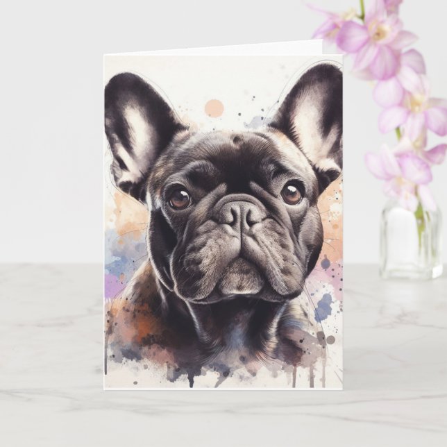 Tarjeta Un bulldog francés (Orquídea)