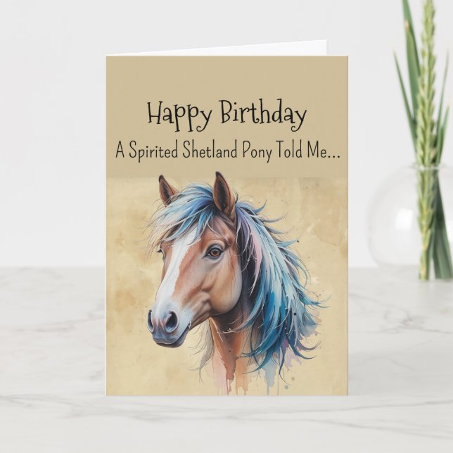 Tarjeta Un caballo de cumpleaños de Shetland Pony (Anverso)