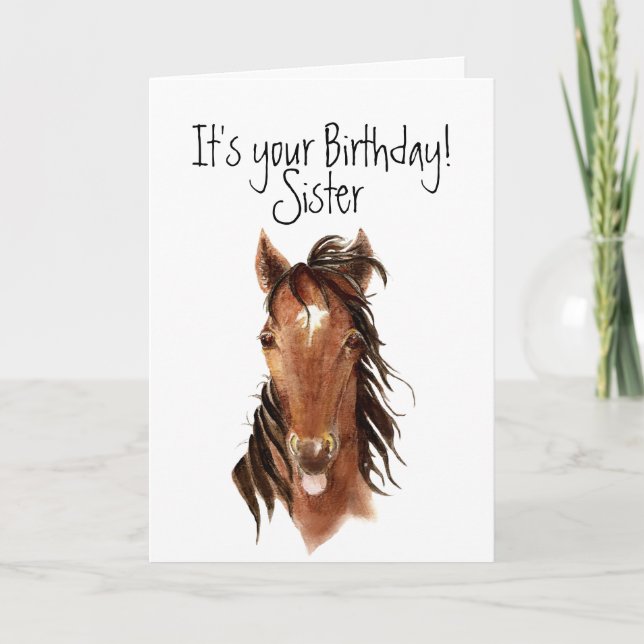 Tarjeta Un caballo más viejo del cumpleaños de la hermana (Anverso)