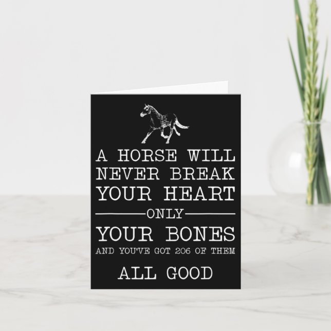 Tarjeta Un caballo nunca romperá tu corazón. (Anverso)