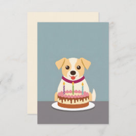 Tarjeta Un cachorro lindo con torta de cumpleaños