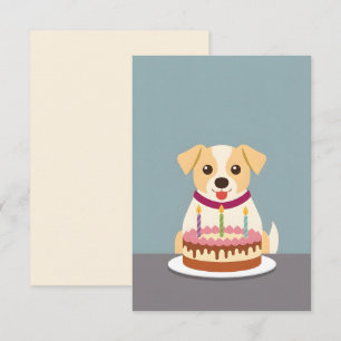 Tarjeta Un cachorro lindo con torta de cumpleaños