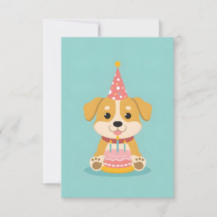 Tarjeta Un cachorro lindo con torta de cumpleaños