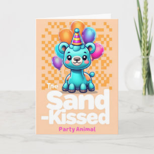 Tarjeta Un camello de cumpleaños muy azul celebrando con g