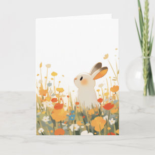 Tarjeta Un Campo Floral Salvaje de Conejo