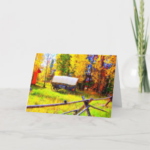 Tarjeta Un carro cubierto en un ajuste de la caída en