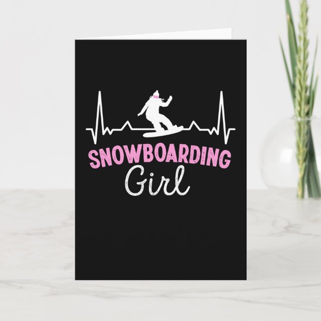 Tarjeta Un Chica de Snowboard lindo regalo (Anverso)