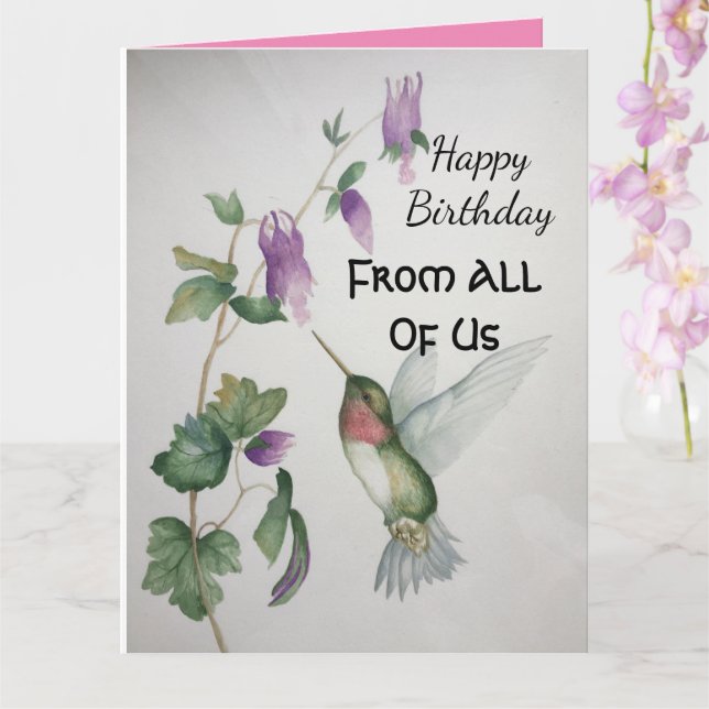 Tarjeta Un Colibrí De Cumpleaños Grande De Todos Nosotros (Orquídea)