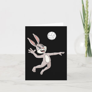 Tarjeta Un conejo de Pascua golpeando a un Chica de voleib