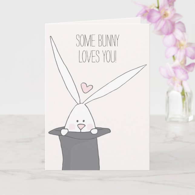 Tarjeta Un conejo te ama - Feliz Día de San Valentín (Orquídea)
