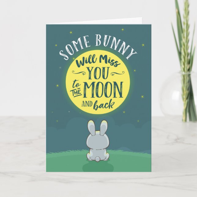Tarjeta Un conejo te extrañará a la luna y a la espalda (Anverso)