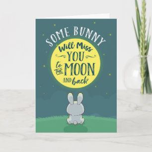 Tarjeta Un conejo te extrañará a la luna y a la espalda