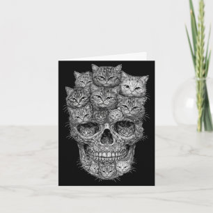 Tarjeta Un cráneo pero gato gatito esqueleto halloween gat