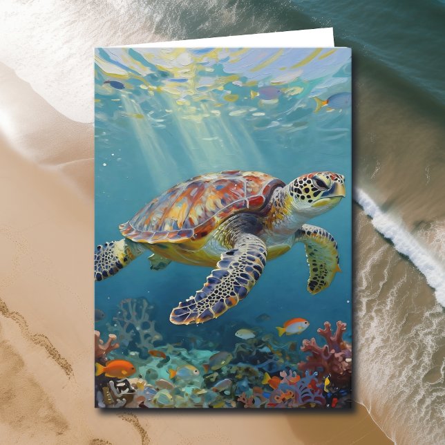 Tarjeta Un cumpleaños con tema de tortuga marina (Subido por el creador)