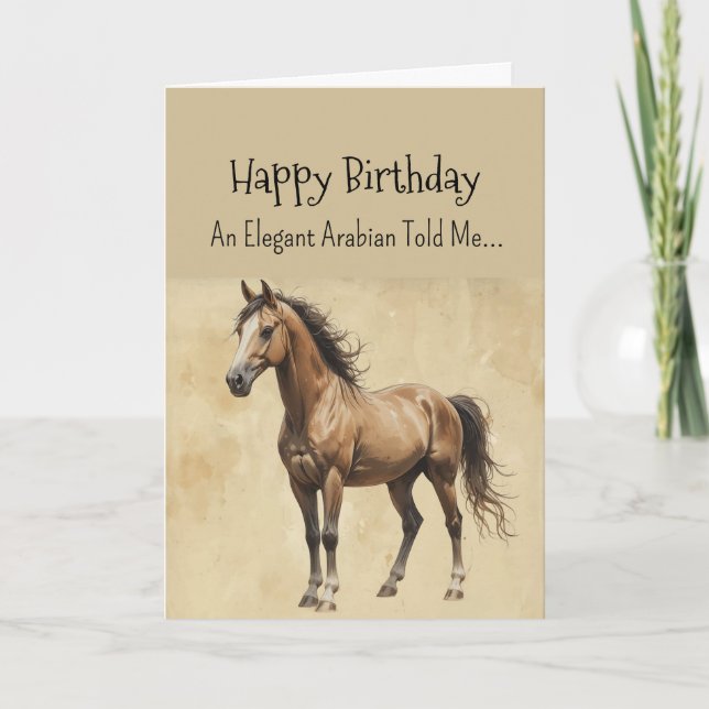 Tarjeta Un cumpleaños de la personalidad del caballo árabe (Anverso)