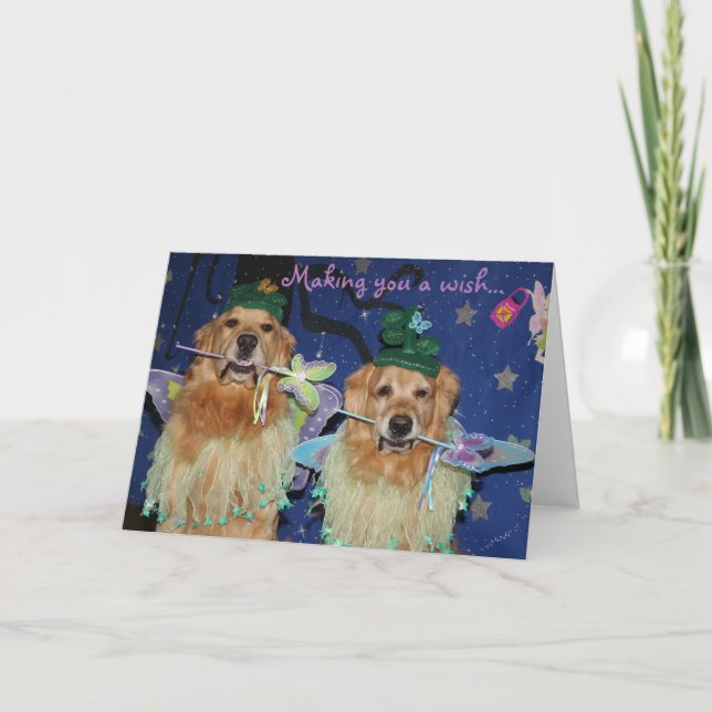 Tarjeta Un cumpleaños de oro de hadas (Anverso)