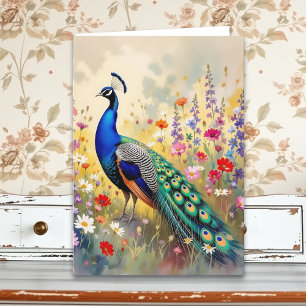 Tarjeta Un Cumpleaños de Pavo Real Bastante Colorido