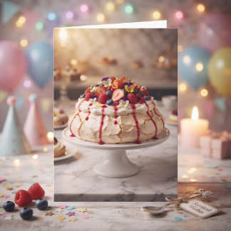 Tarjeta Un Cumpleaños Dulce con Tarta Pavlova