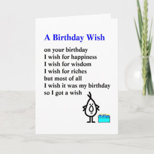 Tarjeta Un deseo de cumpleaños - un poema divertido de cum