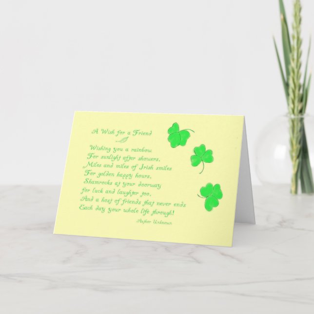 Tarjeta Un deseo para un Amigo-St. El día de Patrick (Anverso)
