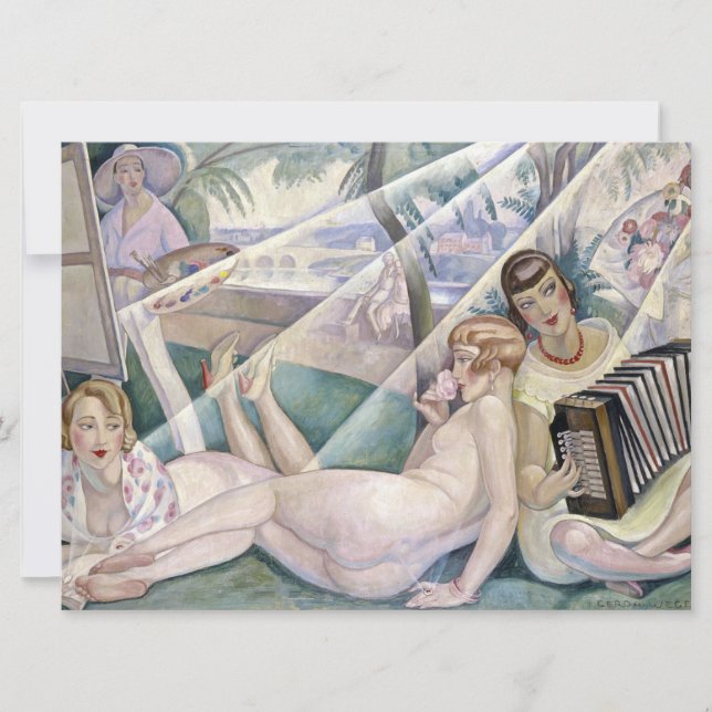 Tarjeta Un día de verano (mujeres hermosas al sol) (Anverso)