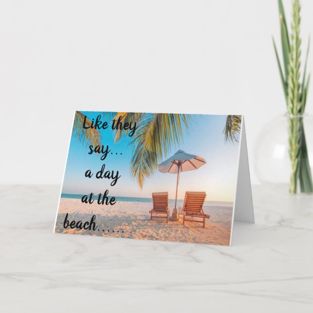 TARJETA UN *DÍA EN LA PLAYA* DESEOS DE CUMPLEAÑOS (Anverso)