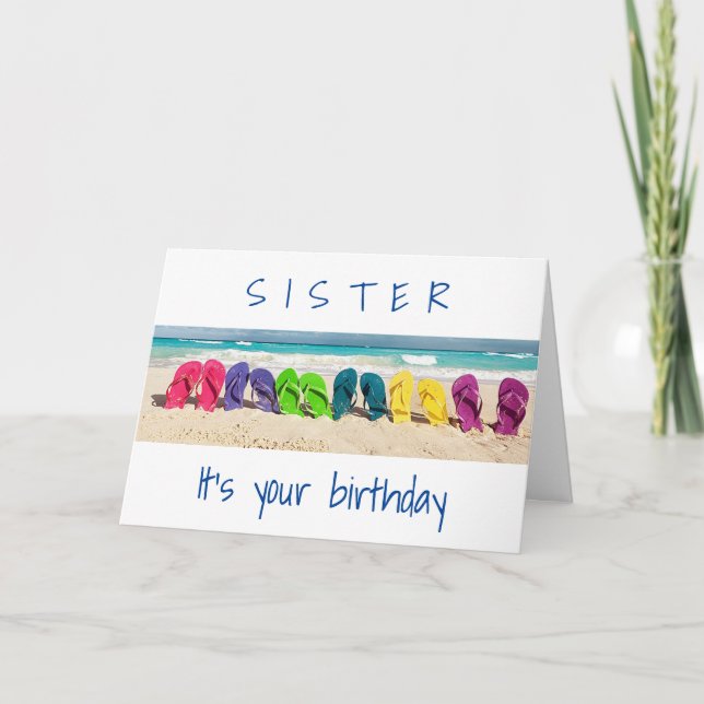 TARJETA UN DÍA "EN LA PLAYA" **SISTER** EN TU CUMPLEAÑOS (Anverso)