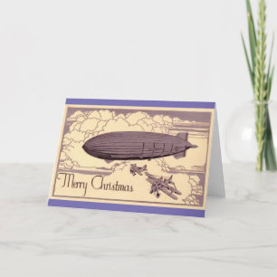 Tarjeta Un Dirigible de Navidad a la Antigua