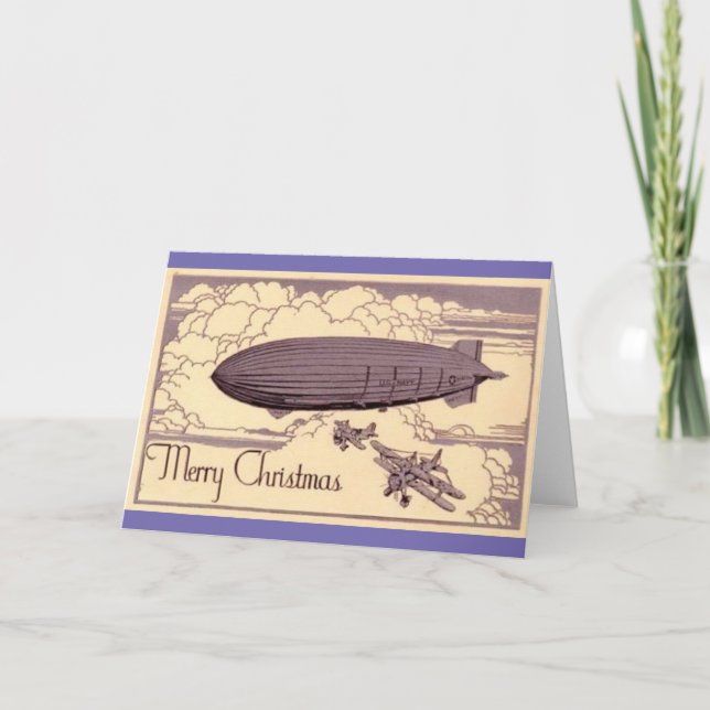 Tarjeta Un Dirigible de Navidad a la Antigua (Anverso)