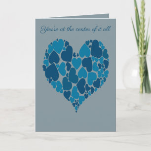 Tarjeta Un diseño romántico de corazón de corazones azul p