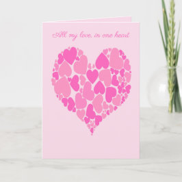 Tarjeta Un diseño romántico de corazón de corazones rosa p