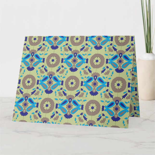 Tarjeta Un diseño textil simétrico con azul y/o (Anverso)