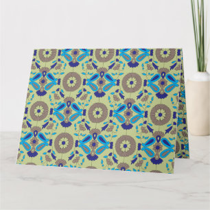Tarjeta Un diseño textil simétrico con azul y/o