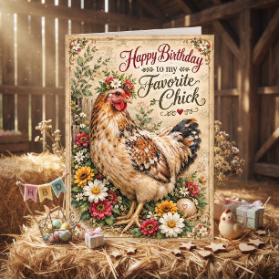 Tarjeta Un divertido cumpleaños con un chiste de gallina p