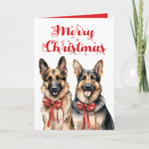 Tarjeta Un dulce pastor alemán cachorro Perro Feliz Navida