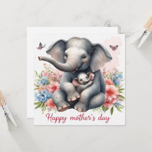 Tarjeta Un elefante bebé lindo Día de la Madre animal aman