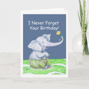 Tarjeta Un elefante nunca olvida tu cumpleaños