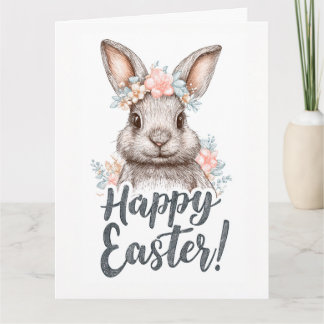 Tarjeta Un encantador conejo de Pascua pintado adorable