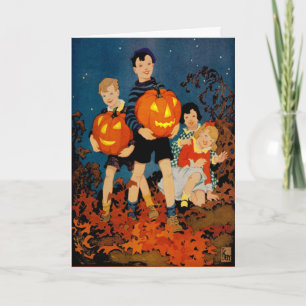 TARJETA "UN ESPECTÁCULO NOCTURNO ESPOSADO" VINTAGE HALLOWE