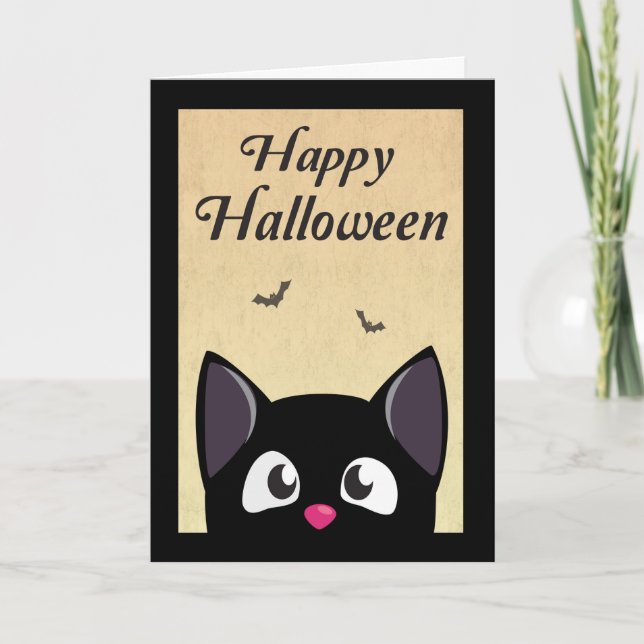 Tarjeta Un felino Personalizado negro para Halloween (Anverso)