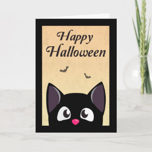 Tarjeta Un felino Personalizado negro para Halloween